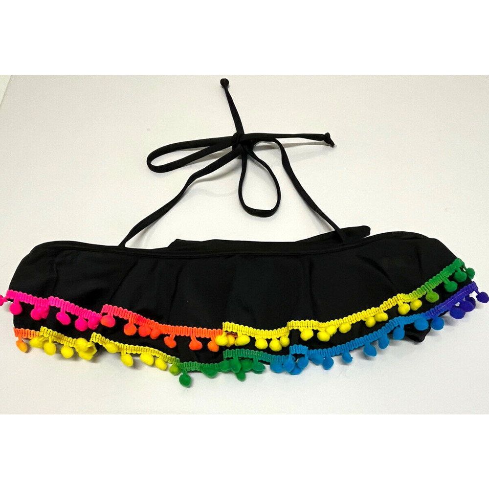 Heart & Harmony Bandeau swim Top Sz 12 Girls Black Multi NEW